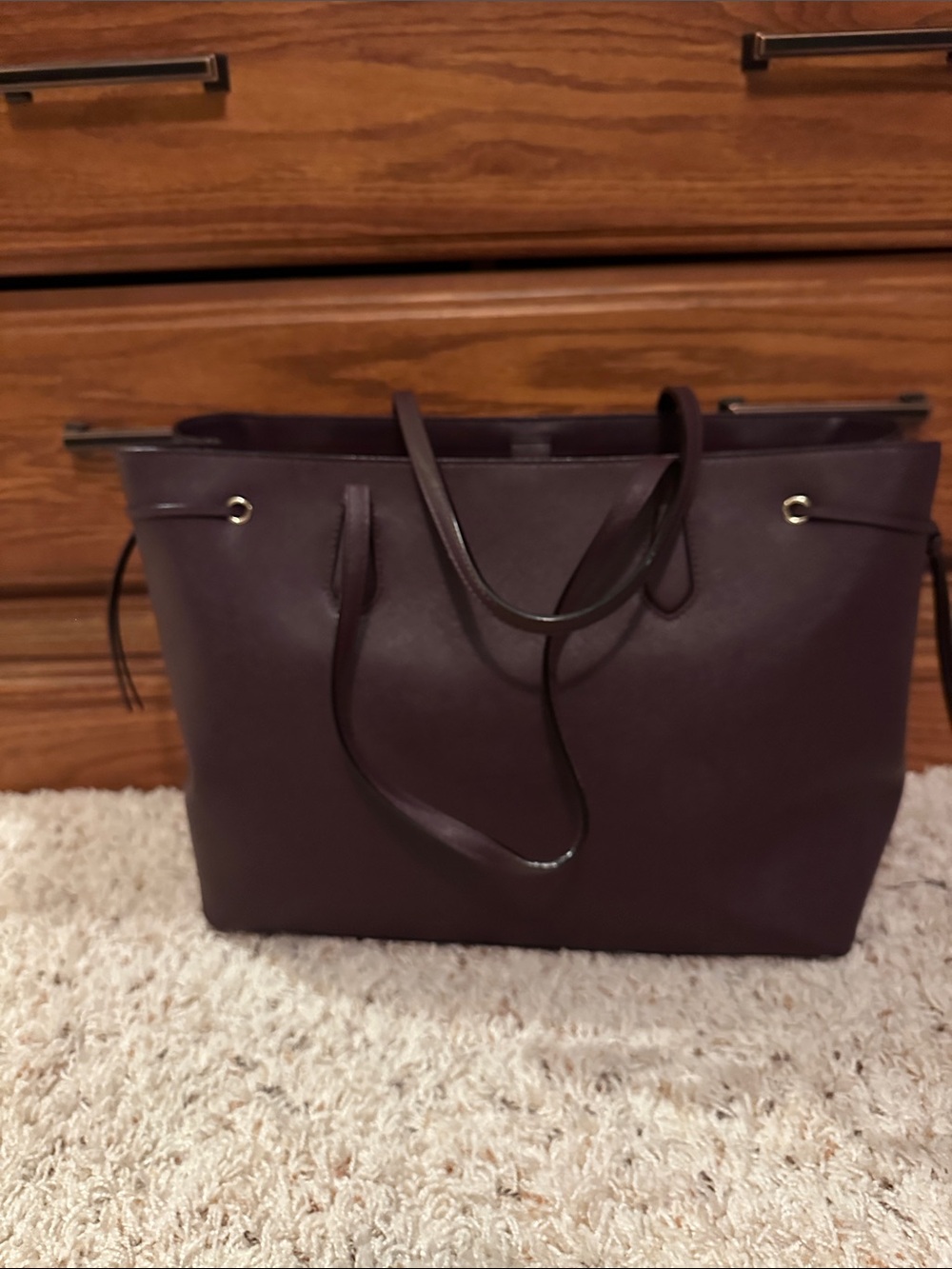 kate spade plum leather tote in wine - Picture 4 of 14